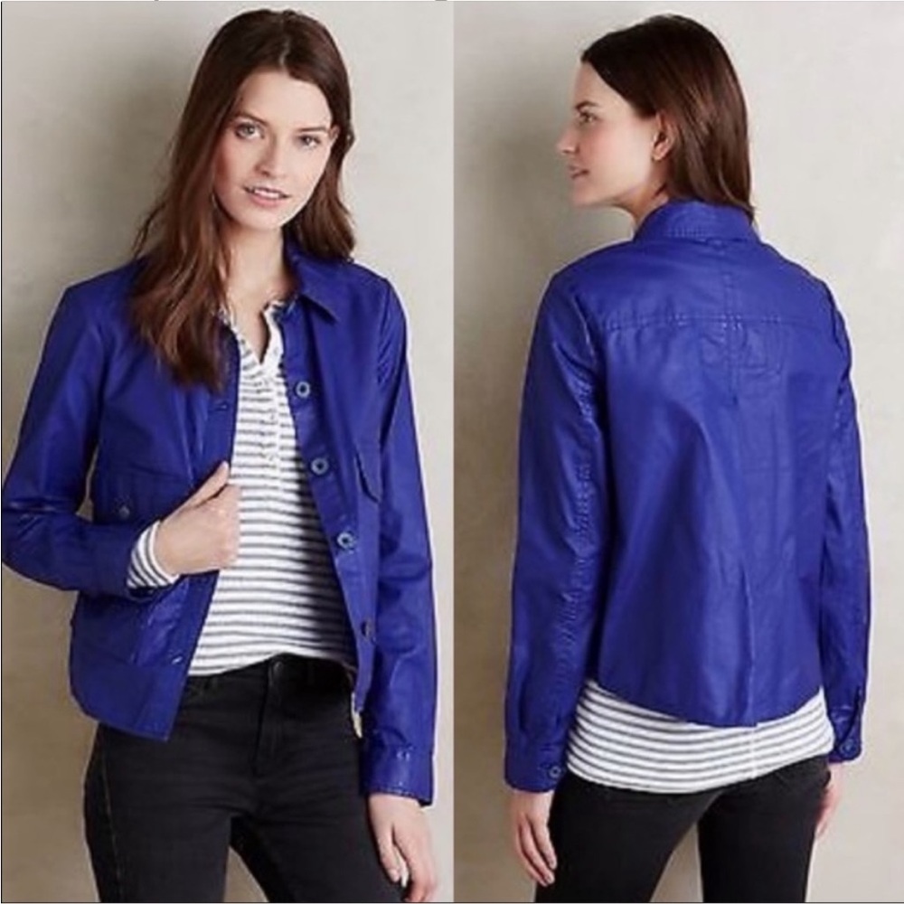 Anthropologie Hei Hei Wax Coated Purple Jacket, S.